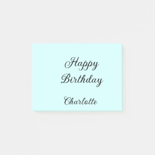 Post-it® Joyeux anniversaire fond bleu nom stylé élégant (Devant)