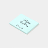 Post-it® Joyeux anniversaire fond bleu nom stylé élégant (Incliné)
