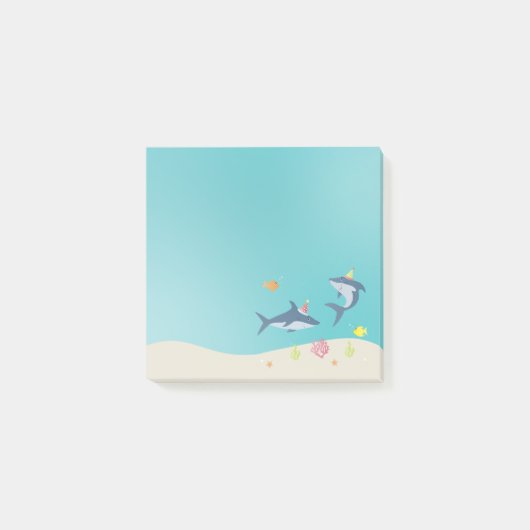 Post-it® Joyeux anniversaire grand requin blanc dessin (Devant)