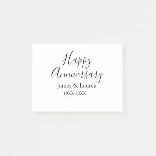 Post-it® Joyeux anniversaire mariage nom date année simple (Devant)