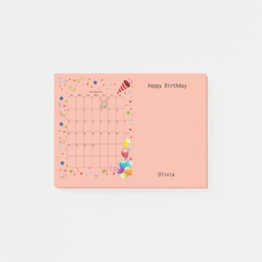 Post-it® Joyeux anniversaire Novembre 2022 Post-it Notes (Devant)