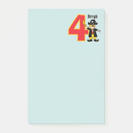 Post-it® Joyeux Anniversaire Pirate Mignon Garçon 4 Ans (Devant)