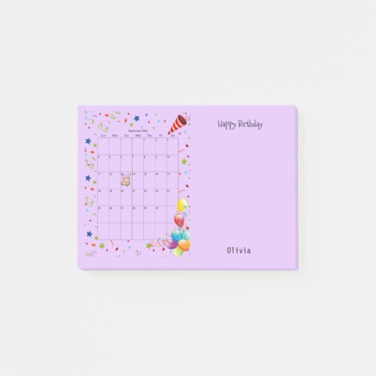 Post-it® Joyeux anniversaire Septembre 2022 Post-it Notes (Devant)