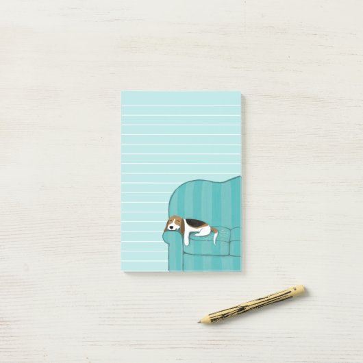 Post-it® Joyeux Beagle de canapé| Mélange de chien lié (Sur un bureau)