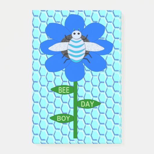 Post-it® Joyeux Bee Day Boy Blue Birthday Bumblebee (Devant)