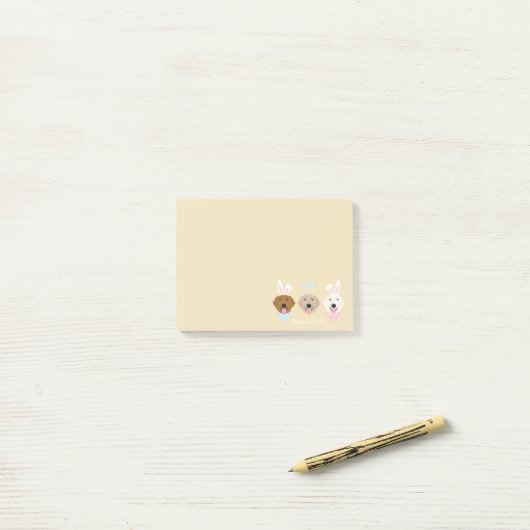 Post-it® Joyeux Chiens de Pâques (Sur un bureau)