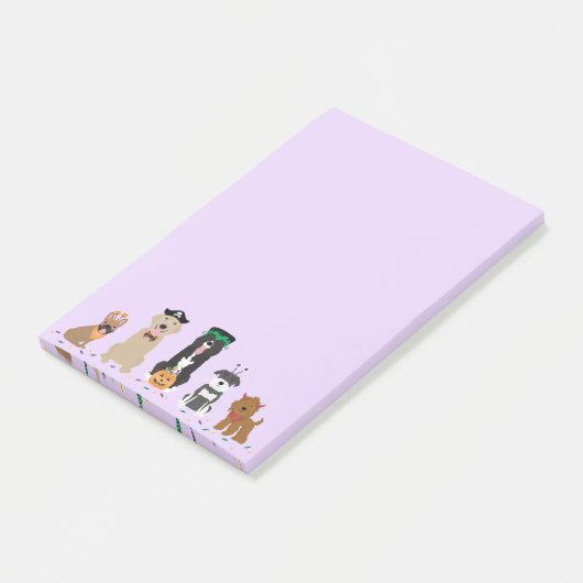 Post-it® Joyeux Chiens d'Halloween violet (Incliné)