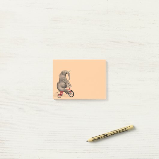 Post-it® Joyeux Éléphant Sur Tricycle (Sur un bureau)