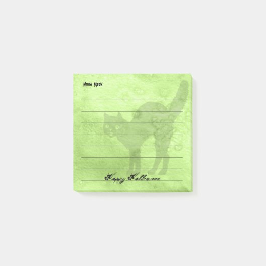 Post-it® Joyeux Halloween Chat noir Lime-Green Grunge (Devant)