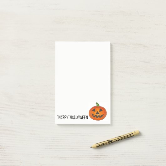 Post-it® Joyeux Halloween Citrouille orange Jack o' Lantern (Sur un bureau)