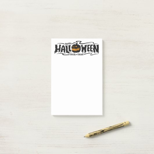 Post-it® Joyeux Halloween Jack-O-Lantern (Sur un bureau)