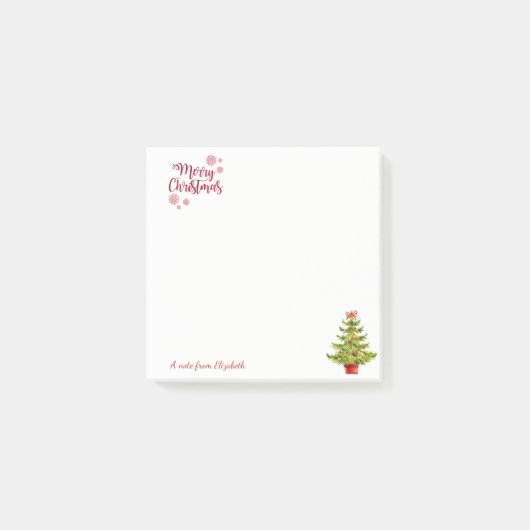 Post-it® Joyeux Noël, Arbre de Noël à l'aquarelle (Devant)