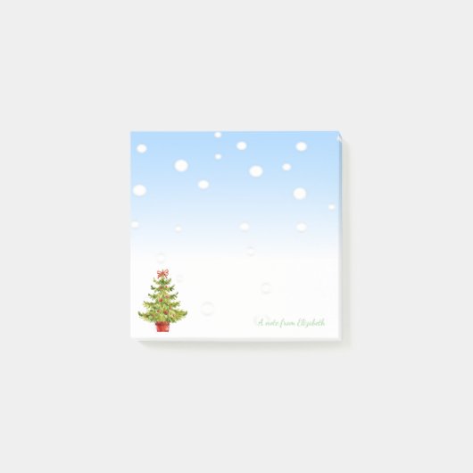 Post-it® Joyeux Noël, Arbre de Noël à l'aquarelle (Devant)