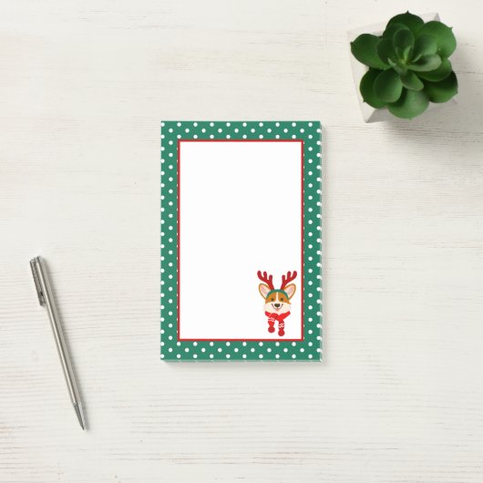 Post-it® Joyeux Noël Corgi Chien Post-It Notes (Bureau)