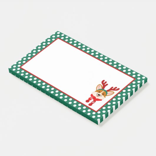 Post-it® Joyeux Noël Corgi Chien Post-It Notes (Incliné)