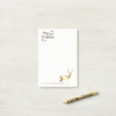 Post-it® Joyeux Noël, Faux Gold Reindeer Personnalisé (Sur un bureau)
