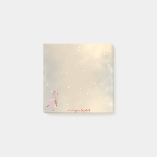 Post-it® Joyeux Noël, Flamant rose chapeau de Père Noël -Pe (Devant)