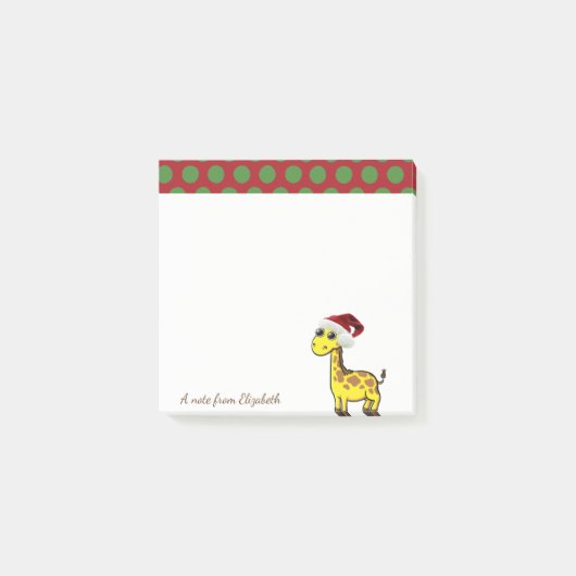 Post-it® Joyeux Noël, Giraffe Santa Hat - Personnalisé (Devant)