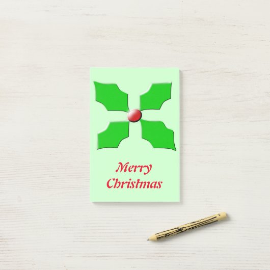 Post-it® Joyeux Noël Holly Custom Post il note Pad (Sur un bureau)