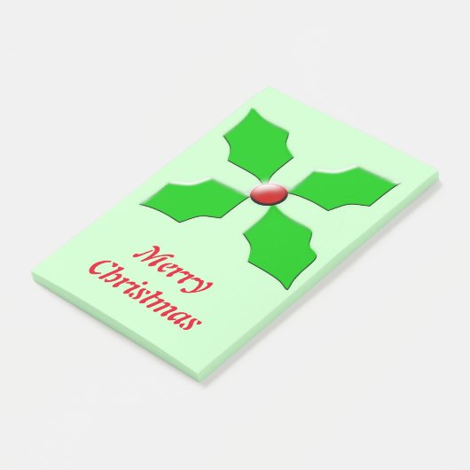Post-it® Joyeux Noël Holly Custom Post il note Pad (Incliné)