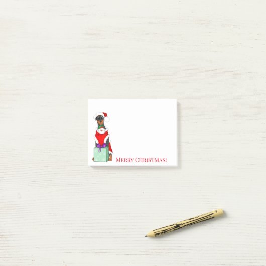 Post-it® Joyeux Noël mignon Doberman Noël (Sur un bureau)