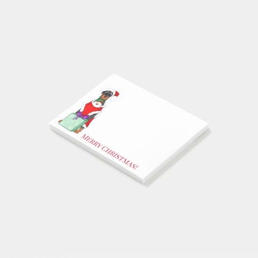 Post-it® Joyeux Noël mignon Doberman Noël (Incliné)