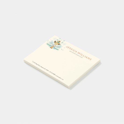 Post-it® Joyeux Noël mignonne Chouette de Noël (Incliné)