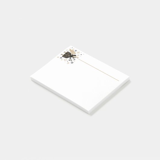 Post-it® Joyeux Noël Noir Blanc Angel Art Graphique (Incliné)