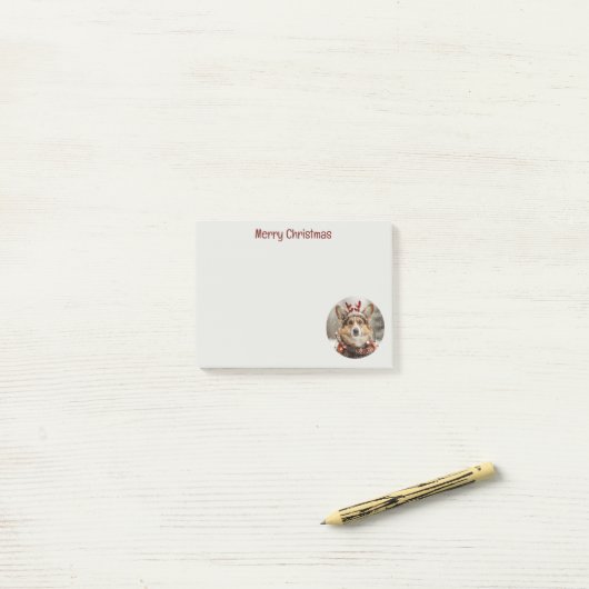 Post-it® Joyeux Noël Pembroke Welsh Corgi Chien (Sur un bureau)