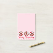 Post-it® Joyeux Noël Pink Peppermenthe Mint Hard Candy (Sur un bureau)