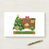 Post-it® Joyeux Noël près de la cheminée bonfire xmas arbre (Sur un bureau)