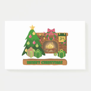 Post-it® Joyeux Noël près de la cheminée bonfire xmas arbre