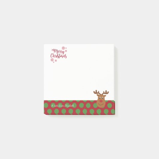 Post-it® Joyeux Noël, Renne de dessin animé - Personnalisé (Devant)