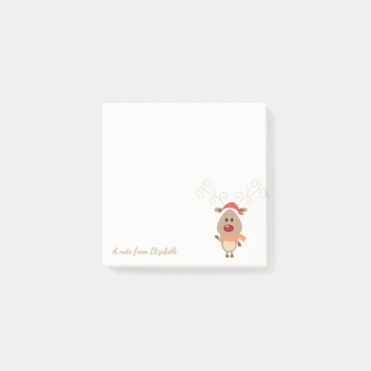 Post-it® Joyeux Noël, Renne de dessin animé - Personnalisé (Devant)