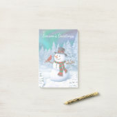 Post-it® Joyeux Noël Snowman & Birds Winter Scene (Sur un bureau)