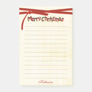 Post-it® Joyeux Noël Tartan Typographie Motif