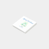 Post-it® Joyeux noël vert bleu arc ajouter nom de famille t (Incliné)