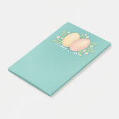 Post-it® Joyeux oeufs de Pâques dans un design floral bleu (Incliné)