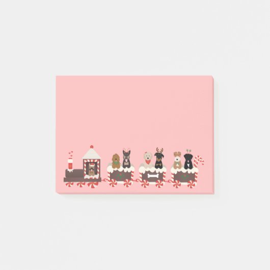 Post-it® Joyeux Pawlidays Chien Noël Train de vacances (Devant)