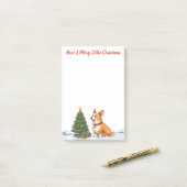 Post-it® Joyeux petit Noël - Corgi (Sur un bureau)
