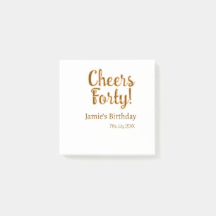 Post-it® Joyeux quarantième anniversaire calligraphie orang