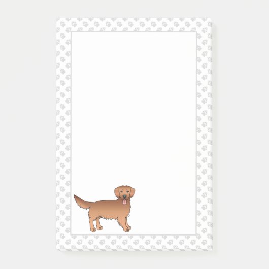 Post-it® Joyeux Red Golden Retriever Dessin Chien avec patt (Devant)