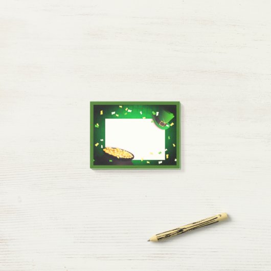 Post-it® Joyeux St Patrick's Day Pot of Gold Green Luck (Sur un bureau)