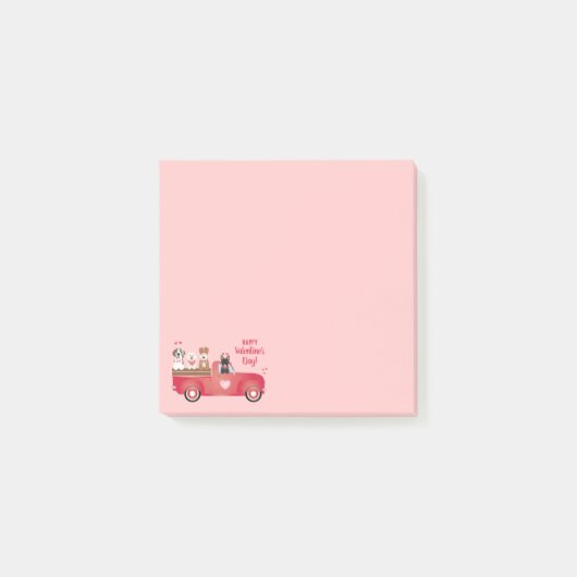 Post-it® Joyeux Valentines Jour Pickup Camion Aimer Chiens (Devant)