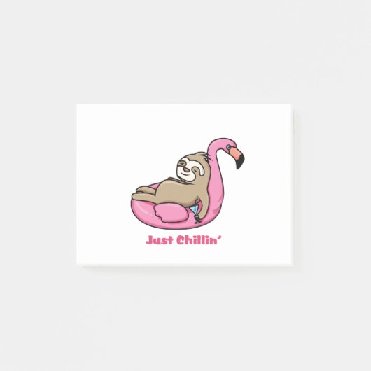 Post-it® JUSTE CHILLIN' - Flamant rose rose et paresseux (Devant)