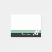 Post-it® Juste une note Monogram White Tan et Black Stripe (Devant)