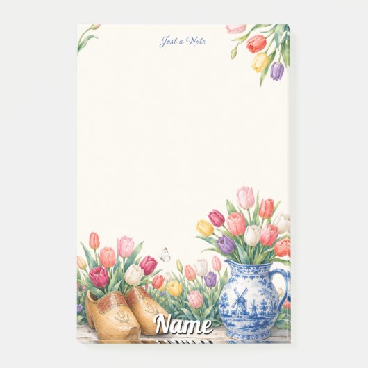 Post-it® Juste une note Tulipes néerlandaises et bleu de De (Devant)