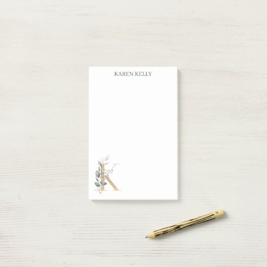 Post-it® K Monogramme Floral Post-it Notes (Sur un bureau)