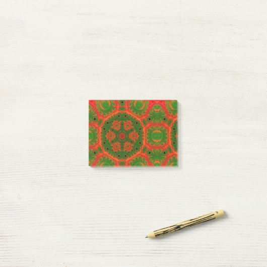 Post-it® Kaleidoscope orange et vert Notes (Sur un bureau)