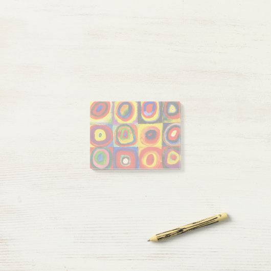Post-it® Kandinsky Farbstudie Cercles Carré Quadrate Art (Sur un bureau)